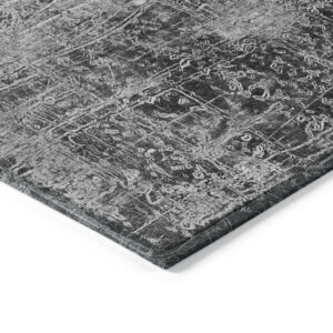 8' Runner Gray Abstract Washable Non Skid Indoor Outdoor Runner Rug