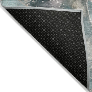 3' X 5' Teal Abstract Washable Non Skid Indoor Outdoor Area Rug