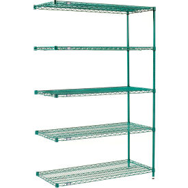 Nexel® 5 Shelf Poly-Green® Wire Shelving Unit Add On 42""W x 24""D x 74""H