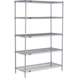 Nexel® 5 Shelf Nexelate® Silver Epoxy Wire Shelving Unit Starter 72""W x 18""D x 63""H